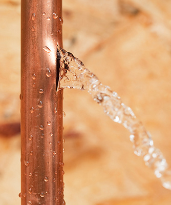Frozen Cracked Copper Water Pipe Leaking